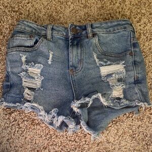 Almost Famous Blue Distressed Jean Shorts